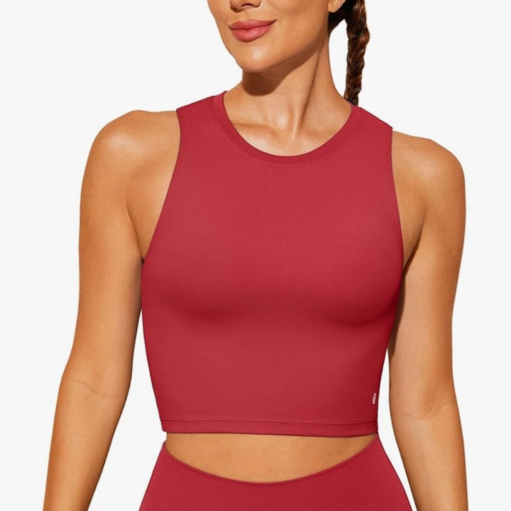Women's Red Sleeveless Crop Top